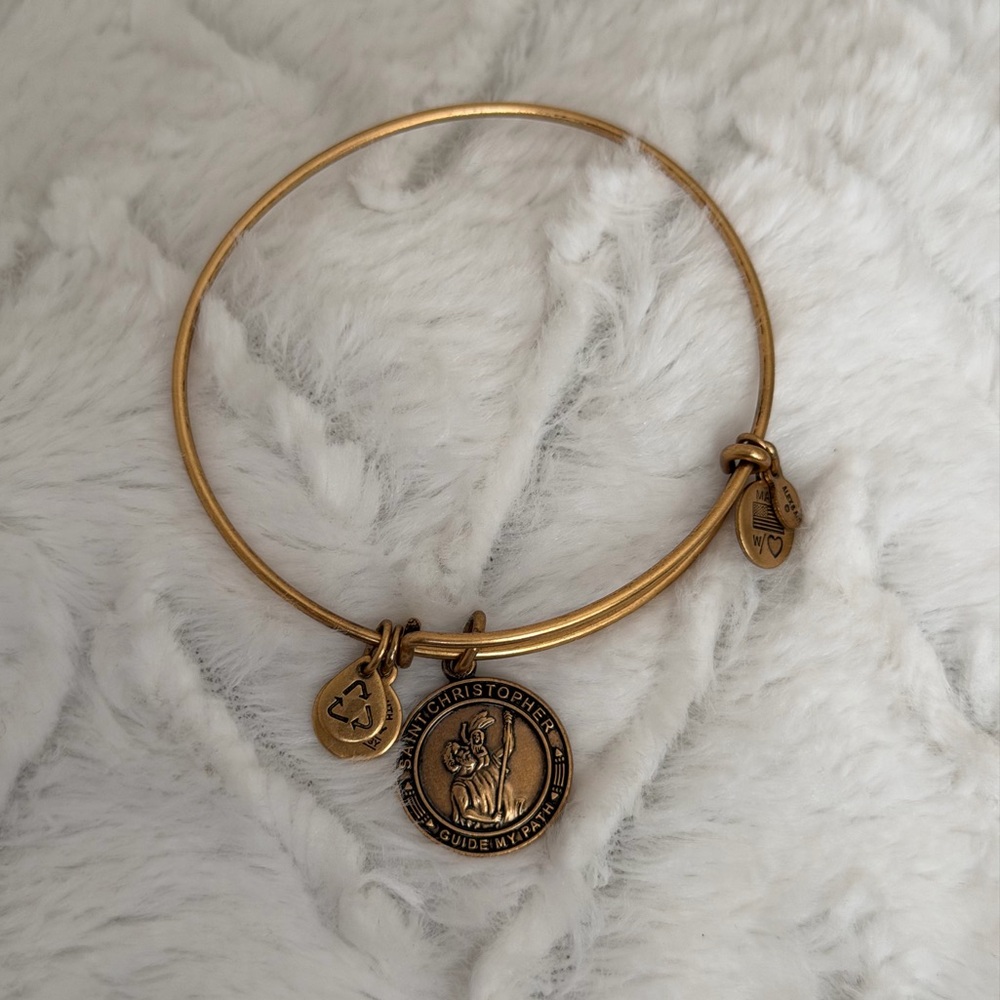 Alex and Ani Gold St Christopher bracelet charm bangle